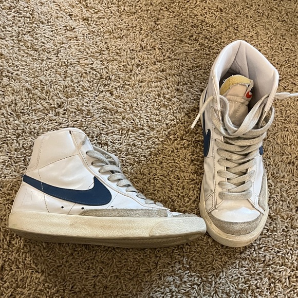 Nike White and Blue High-Top Sneakers - Picture 1 of 3